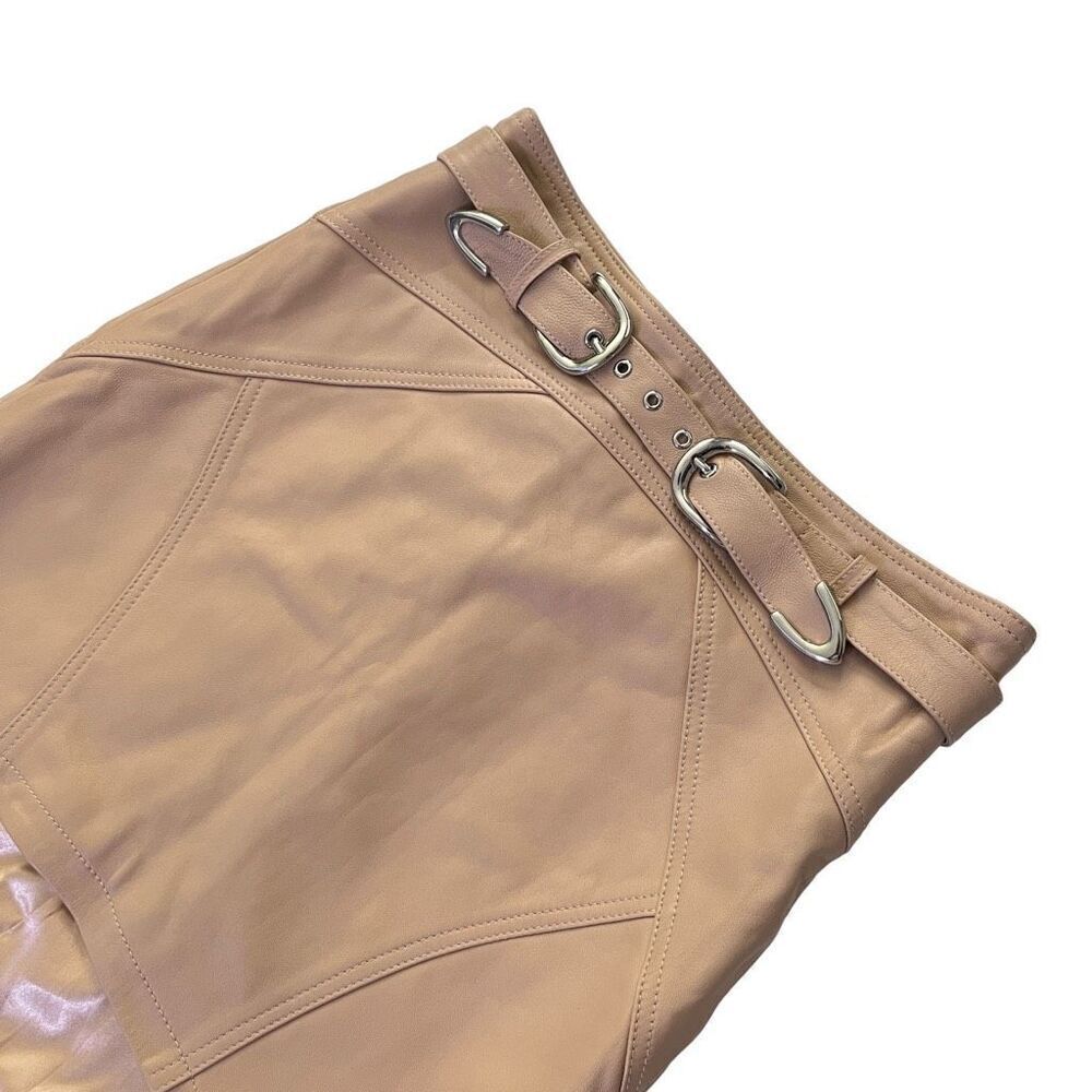 Camila Coelho Luci‎ Leather Mini Skirt in Nude - Picture 5 of 12